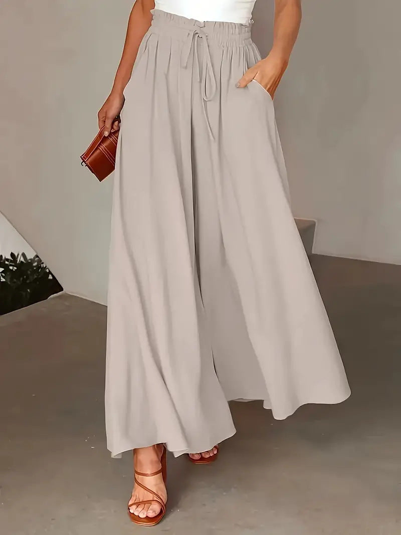 Sarah Express Women's Polka Dot Wide-Leg Pants Elastic Waist Loose Fit Casual Trousers