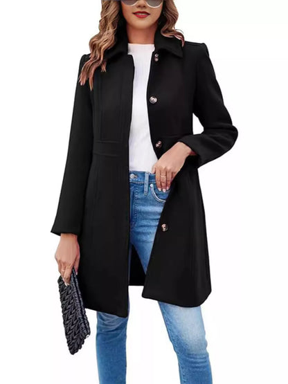Sarah Express Women's Button-Down Wool Blend Coat Black