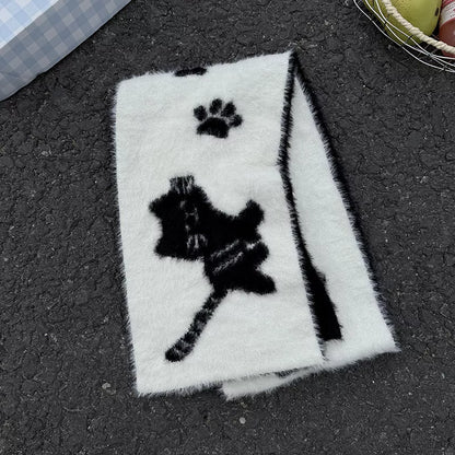 Sarah Express Women's Cute Cat Paw Print Plush Scarf