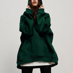 Sarah Express Women's Hooded Sweater Boyfriend Style Polar Fleece Loose Fit Pullover with Pockets