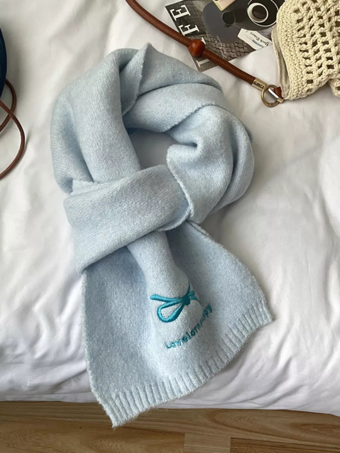 Sarah Express Women's Embroidered Bowknot Scarf