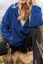 Sarah Express Women's Sherpa Quarter-Zip Dropped Shoulder Hoodie