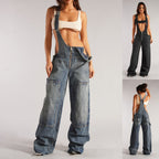 Women's Y2K Denim Overalls High Waist Wide Leg Suspender Jumpsuit