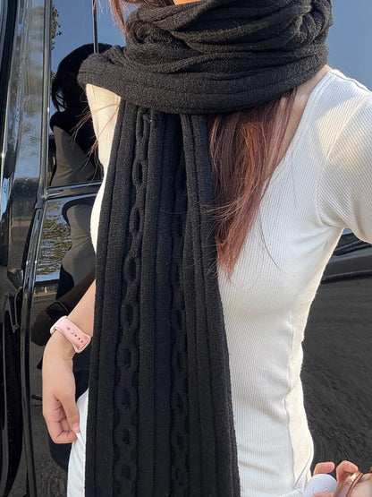 Sarah Express Women's Textured Knit Winter Scarf - Cozy Warm Infinity Scarf Black ONESIZE