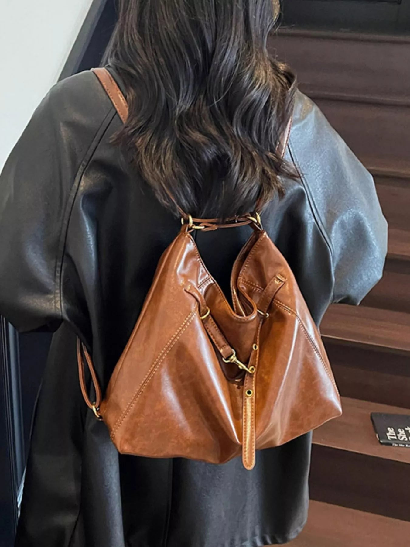 Sarah Express Women's Vintage Leather Crossbody Bag - Large PU Leather Shoulder Bag