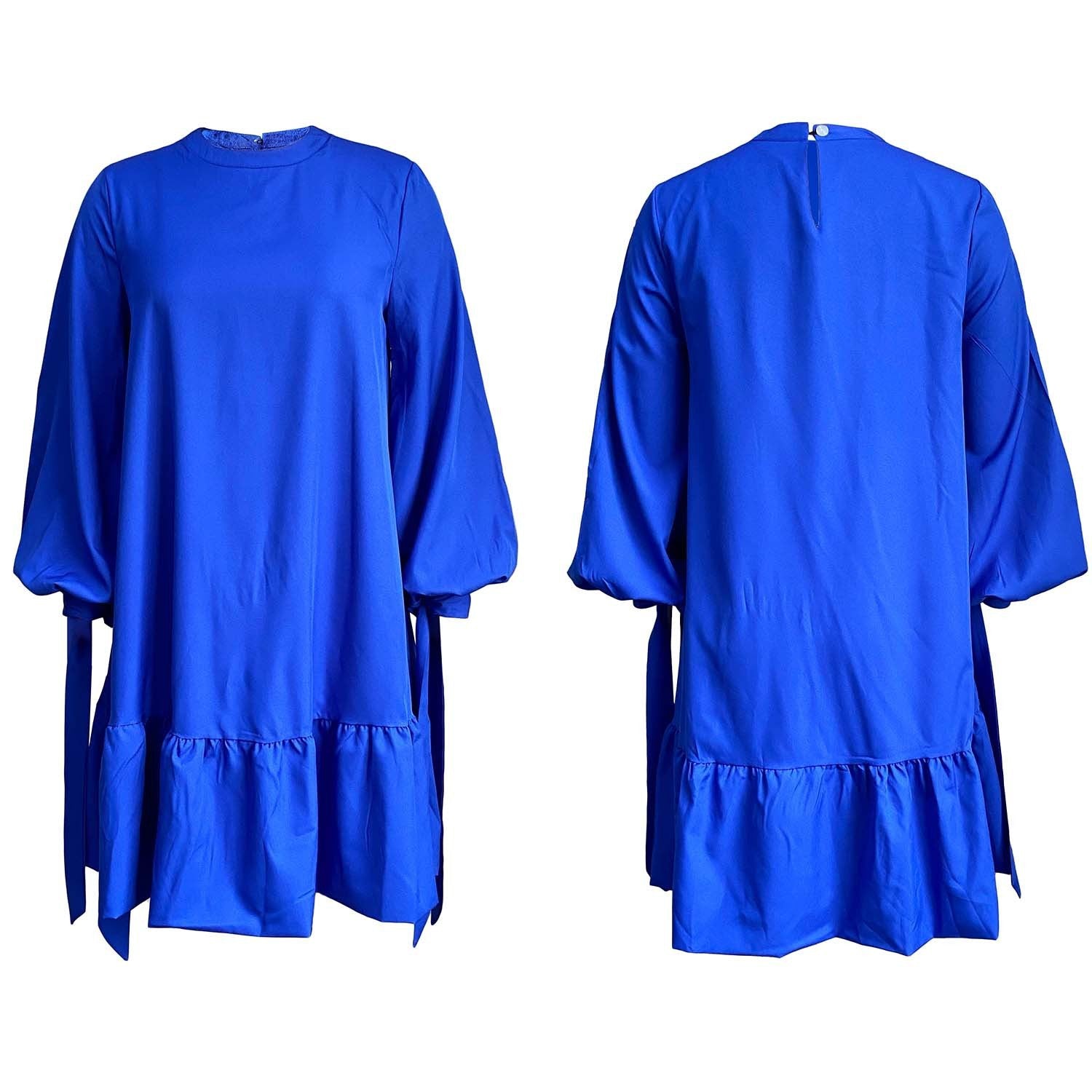 Women's Puff Sleeve Midi Dress Loose Fit