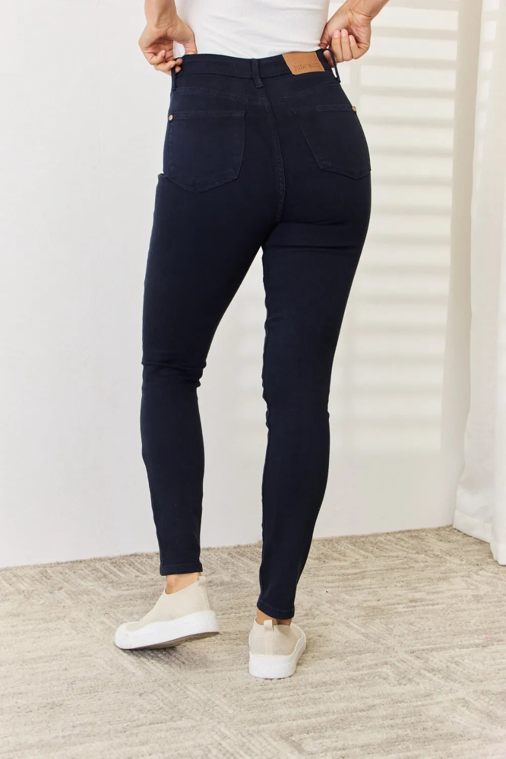 Sarah Express Women’s Plus Size Garment Dyed Tummy Control Skinny Jeans

