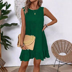 Sarah Express Ruffle Sleeveless Beach Dress Casual Summer Midi Dress