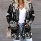 Sarah Express Women's Festive Printed Knit Cardigan Loose Fit Halloween Christmas Sweater