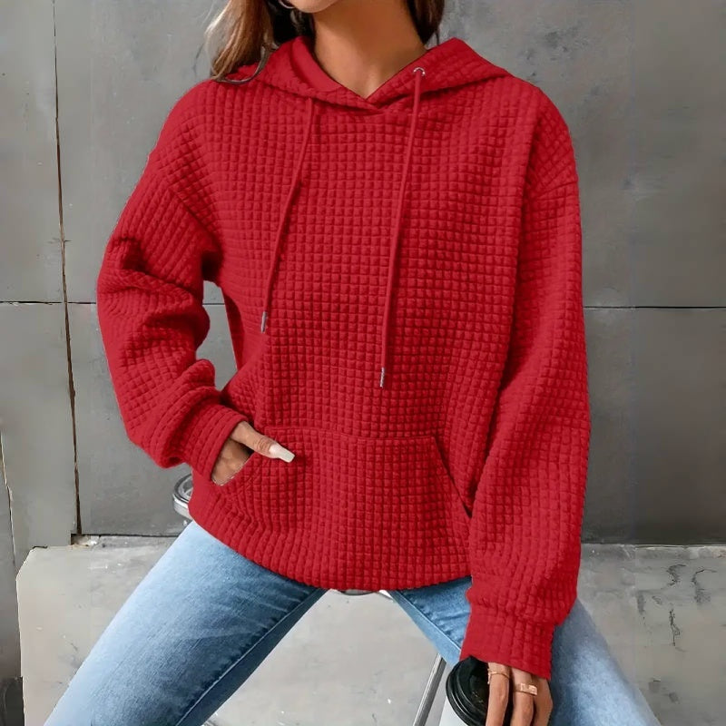 Sarah Express Women's Loose Fit Hooded Long Sleeve Sweatshirt Casual Pullover Top