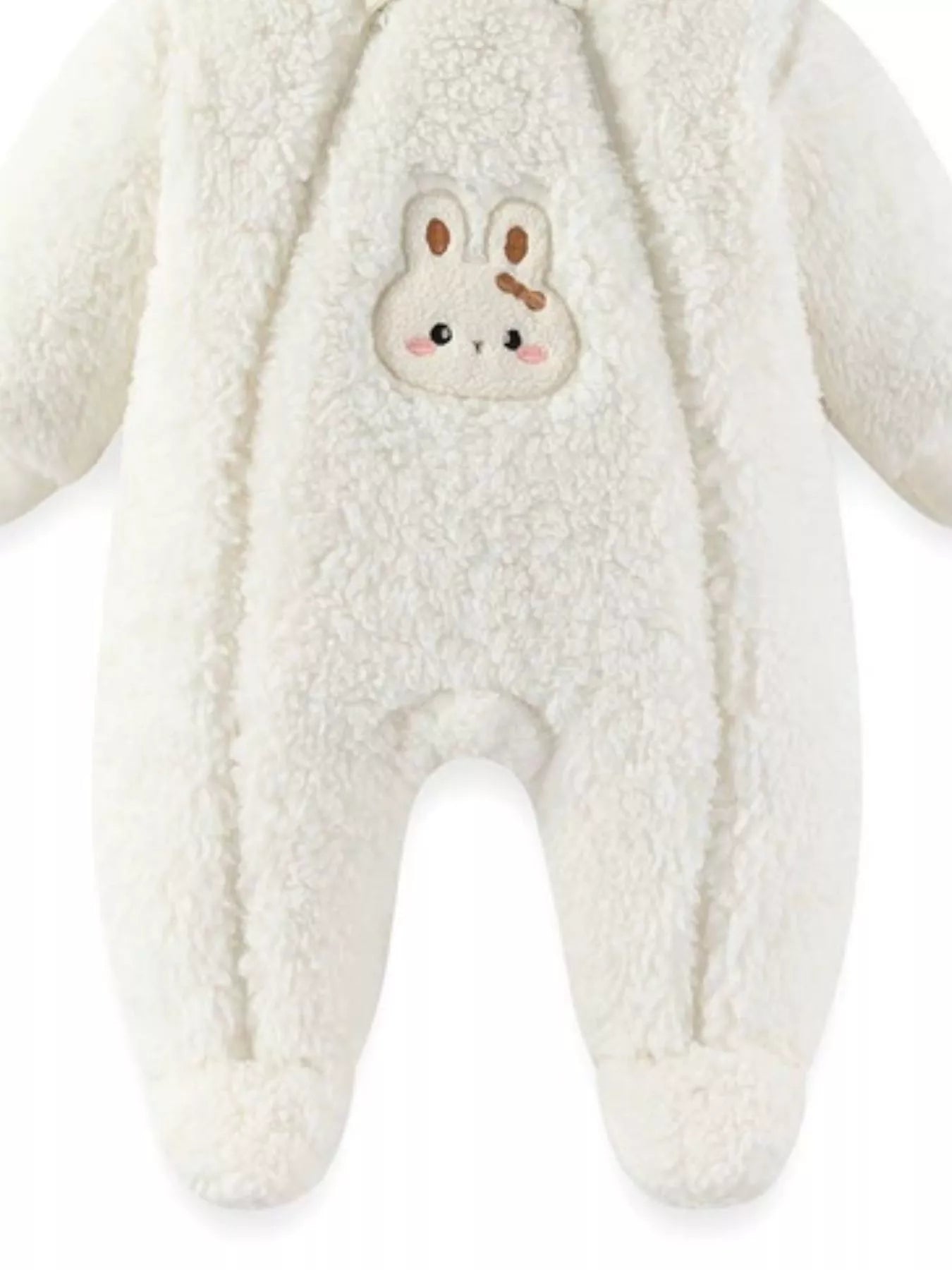 Sarah Express Women's Bunny Hooded Fleece One-Piece Pajamas - Cozy Loungewear