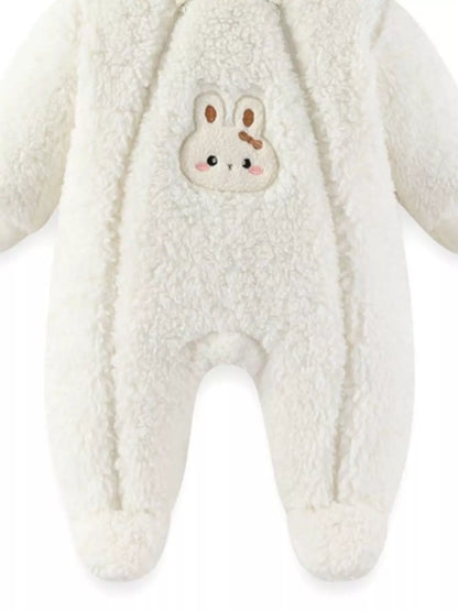 Sarah Express Women's Bunny Hooded Fleece One-Piece Pajamas - Cozy Loungewear