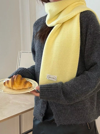Sarah Express Women's Solid Color Knitted Winter Scarf Yellow ONESIZE