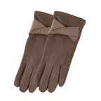 Sarah Express Women's Warm Leather Trimmed Suede Gloves