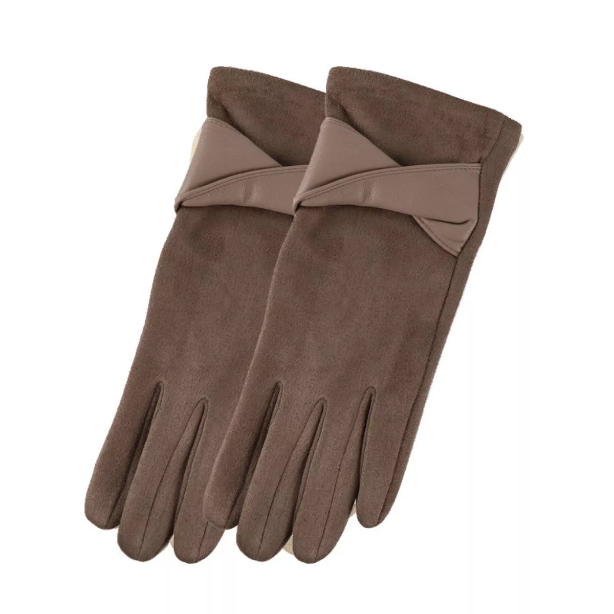 Sarah Express Women's Warm Leather Trimmed Suede Gloves