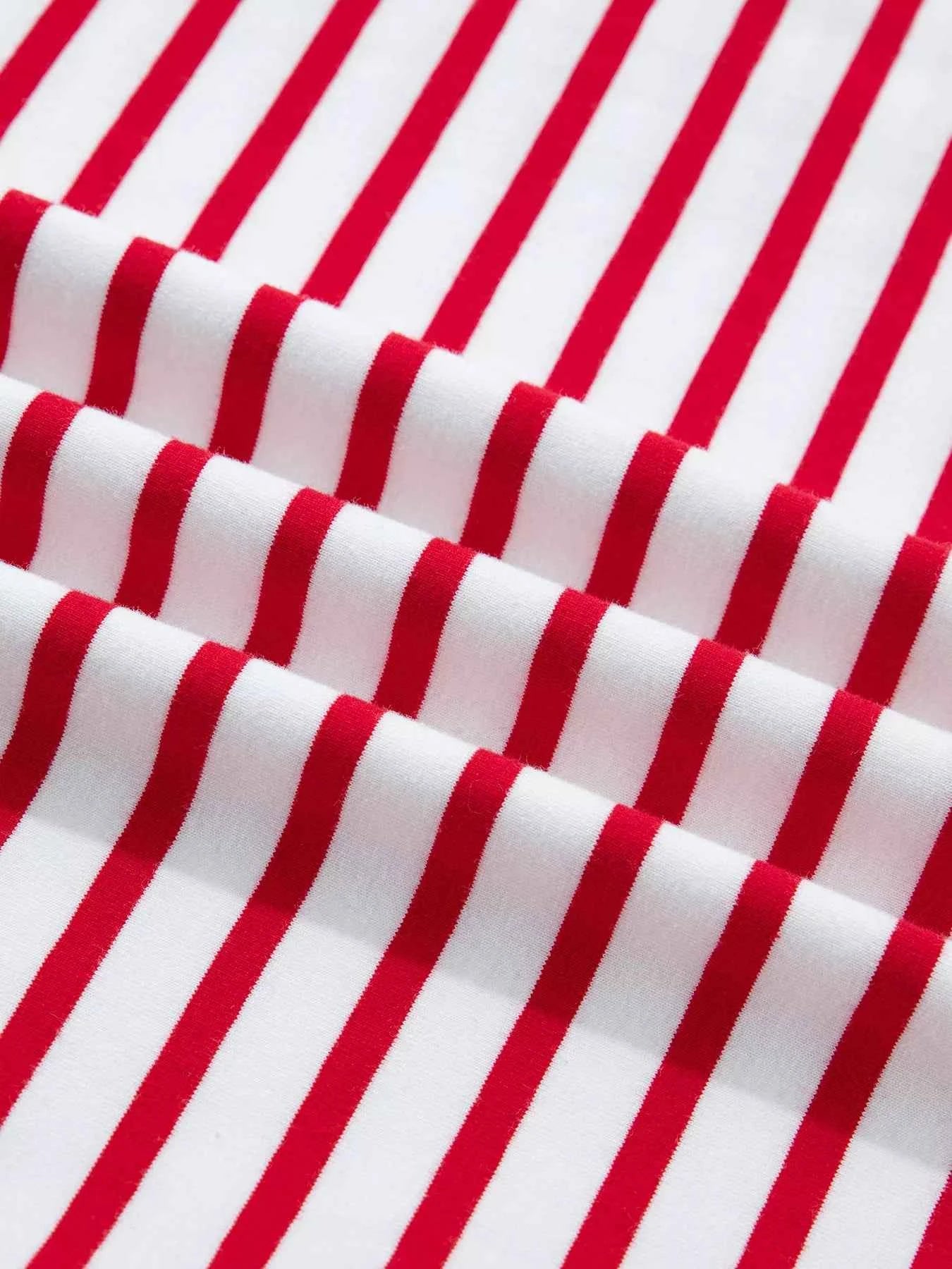 Sarah Express Women's Stripe Contrast Frilled Trim Half Button Long Sleeve Top