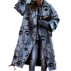 Sarah Express Women's Plaid Print Long Sleeve Coat Loose Fit Outerwear