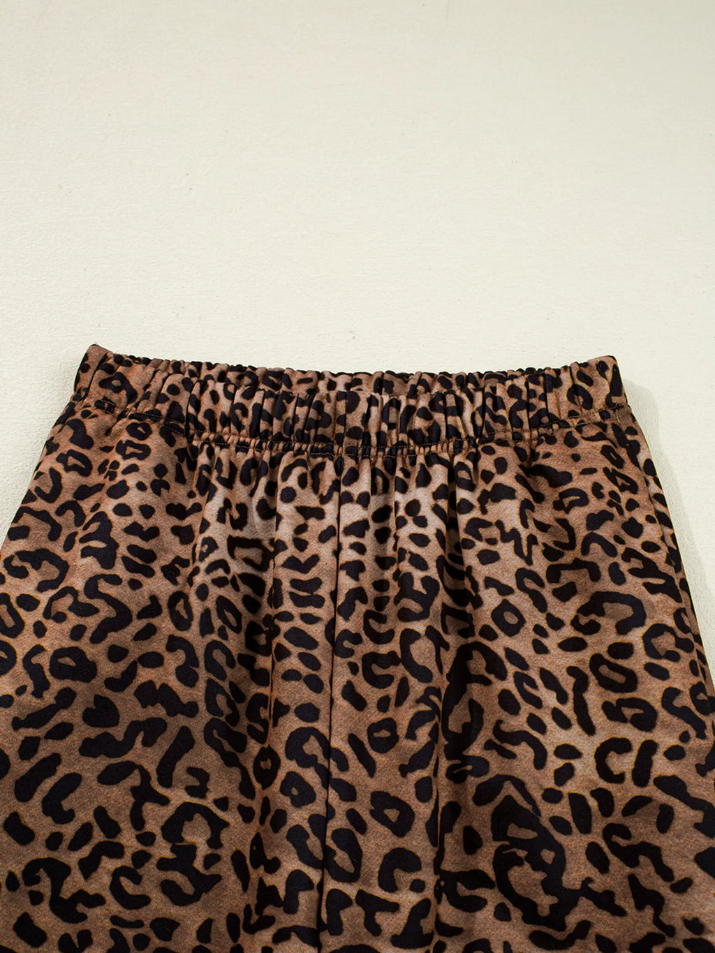 Sarah Express Women's Leopard Print Contrast Trim Long Sleeve Top and Pants Set