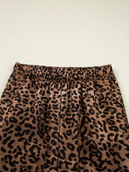 Sarah Express Women's Leopard Print Contrast Trim Long Sleeve Top and Pants Set