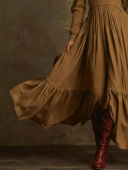 Sarah Express Women's V-Neck Long Sleeve Ruffle Hem Dress