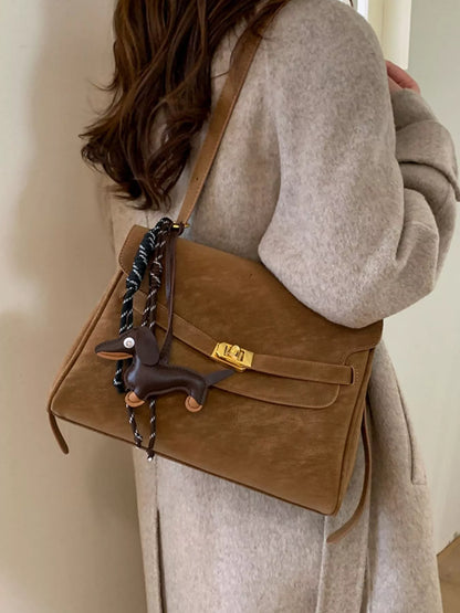 Sarah Express Women's Buckle Shoulder Bag - Medium PU Leather Crossbody