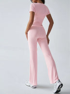 Sarah Express Women's Devine Short Sleeve Top and Drawstring Pants Set