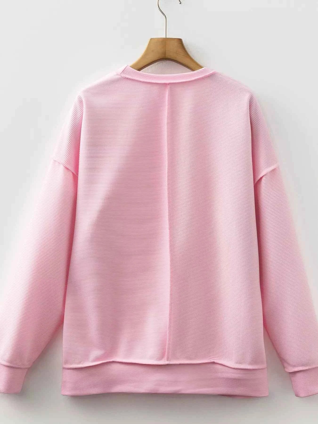 Sarah Express Women's Valentine's Day Letter Bow Embroidered Top - Romantic Long Sleeve Blouse