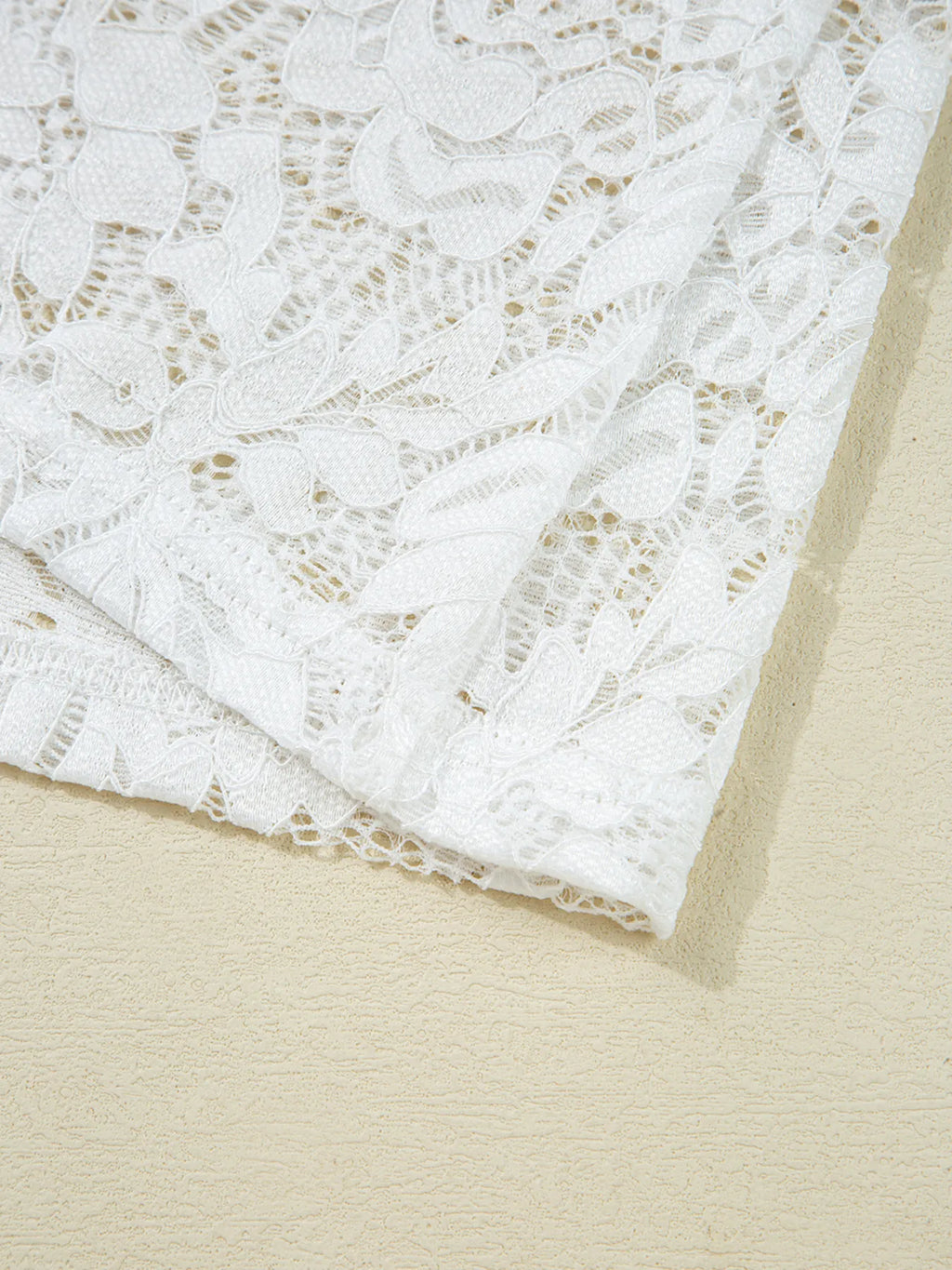 Sarah Express Women's Lace Crochet Bell Sleeve Mock Neck Blouse