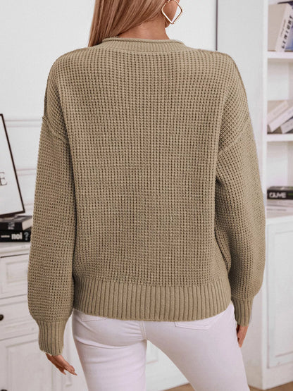 Sarah Express Women's Button Detail Long Sleeve Sweater