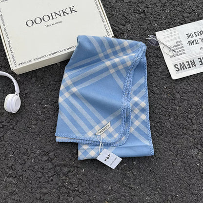 Sarah Express Women's Classic Plaid Scarf - Soft Polyester Winter Wrap Blue ONESIZE