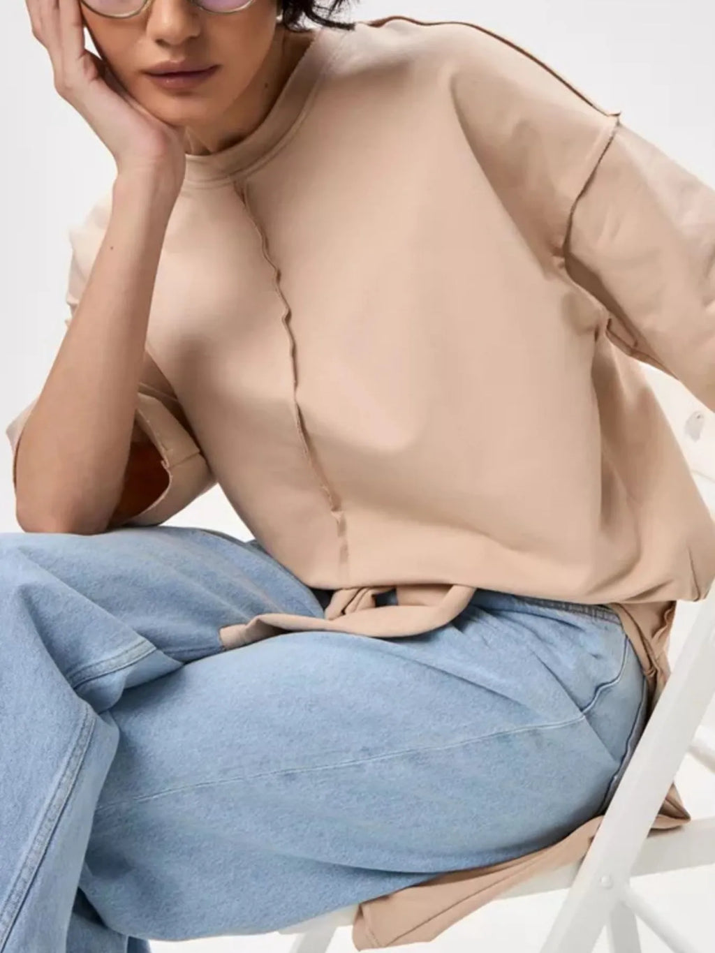 Sarah Express Women's Round Neck Half Sleeve T-Shirt - Oversized Basic Style