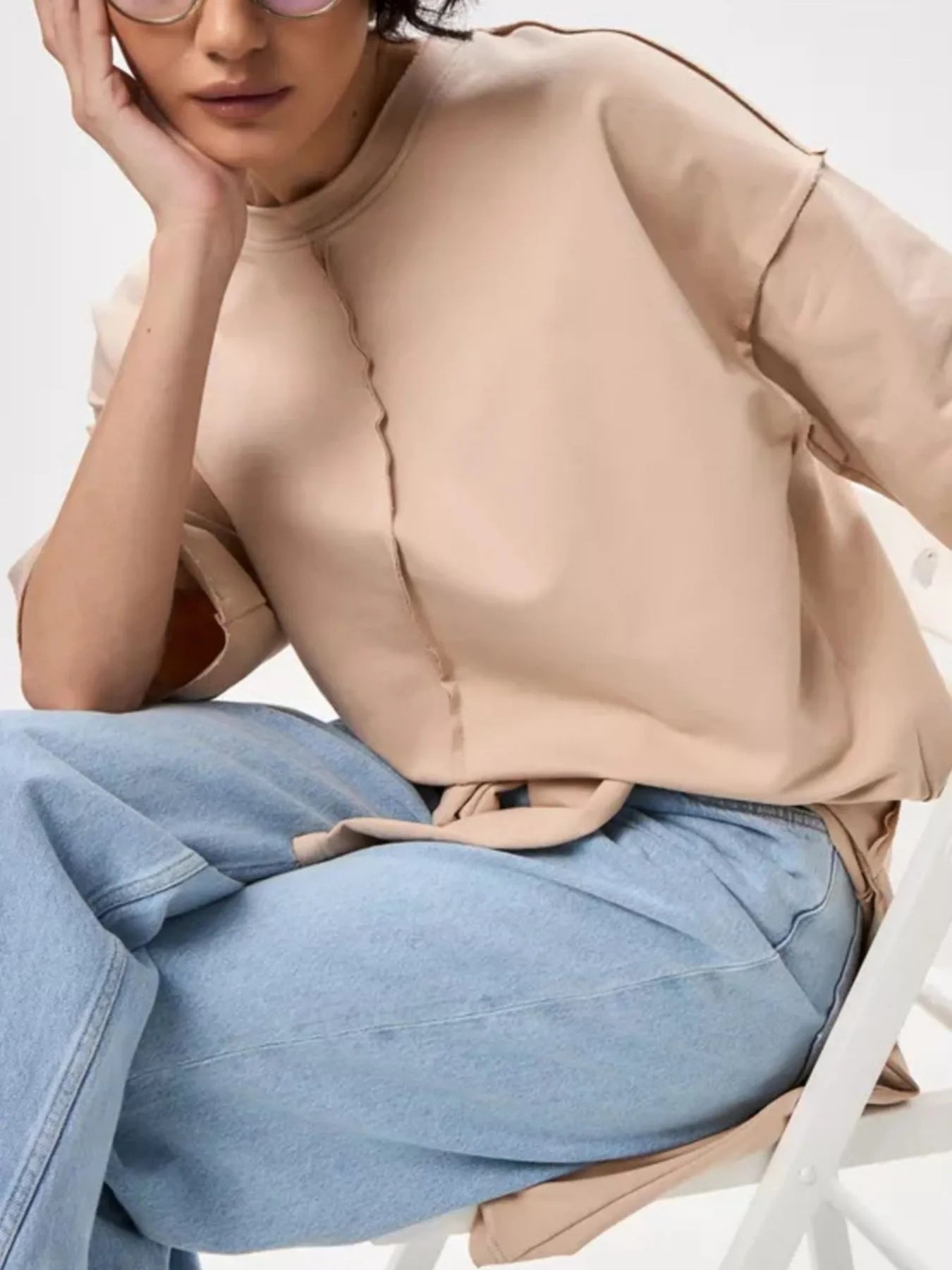 Sarah Express Women's Round Neck Half Sleeve T-Shirt - Oversized Basic Style