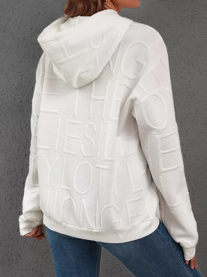 Sarah Express Women's Textured Embossed Long Sleeve Hoodie Plus Size