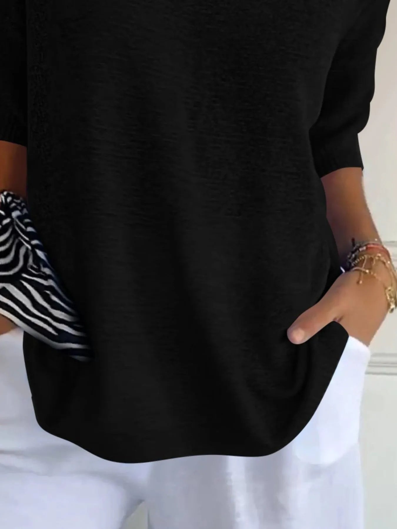 Sarah Express Women's Relaxed Fit Ribbed Hem Sweater Plus Size