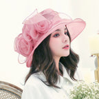 Sarah Express Women's Mesh Organza Bowler Sun Hat Breathable Foldable