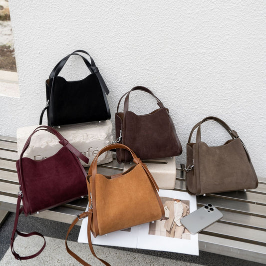 Sarah Express Women's Frosted Genuine Leather Bucket Bag | Crossbody Shoulder Bag