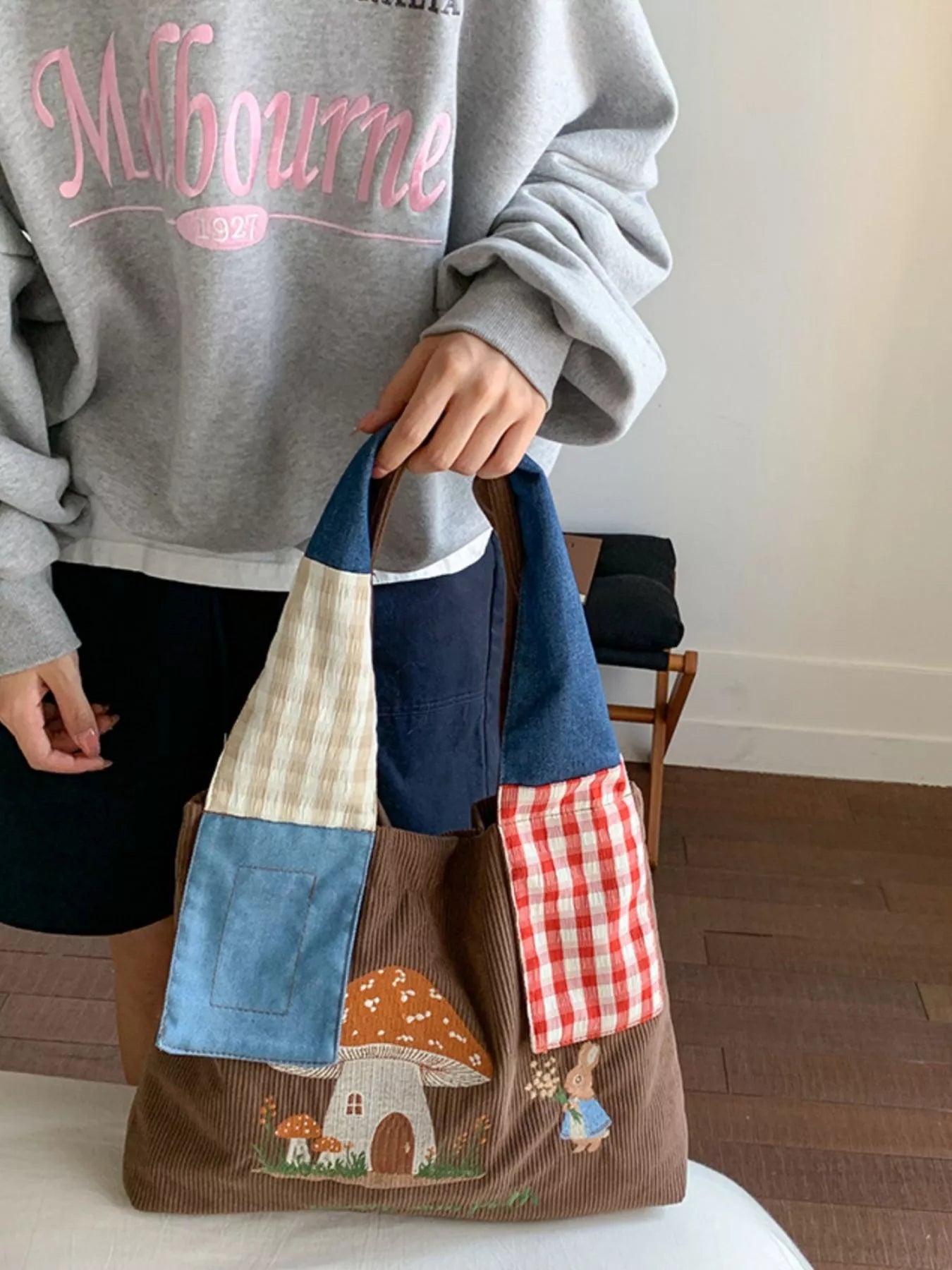 Sarah Express Women's Mushroom Corduroy Tote Bag