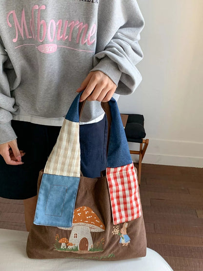 Sarah Express Women's Mushroom Corduroy Tote Bag