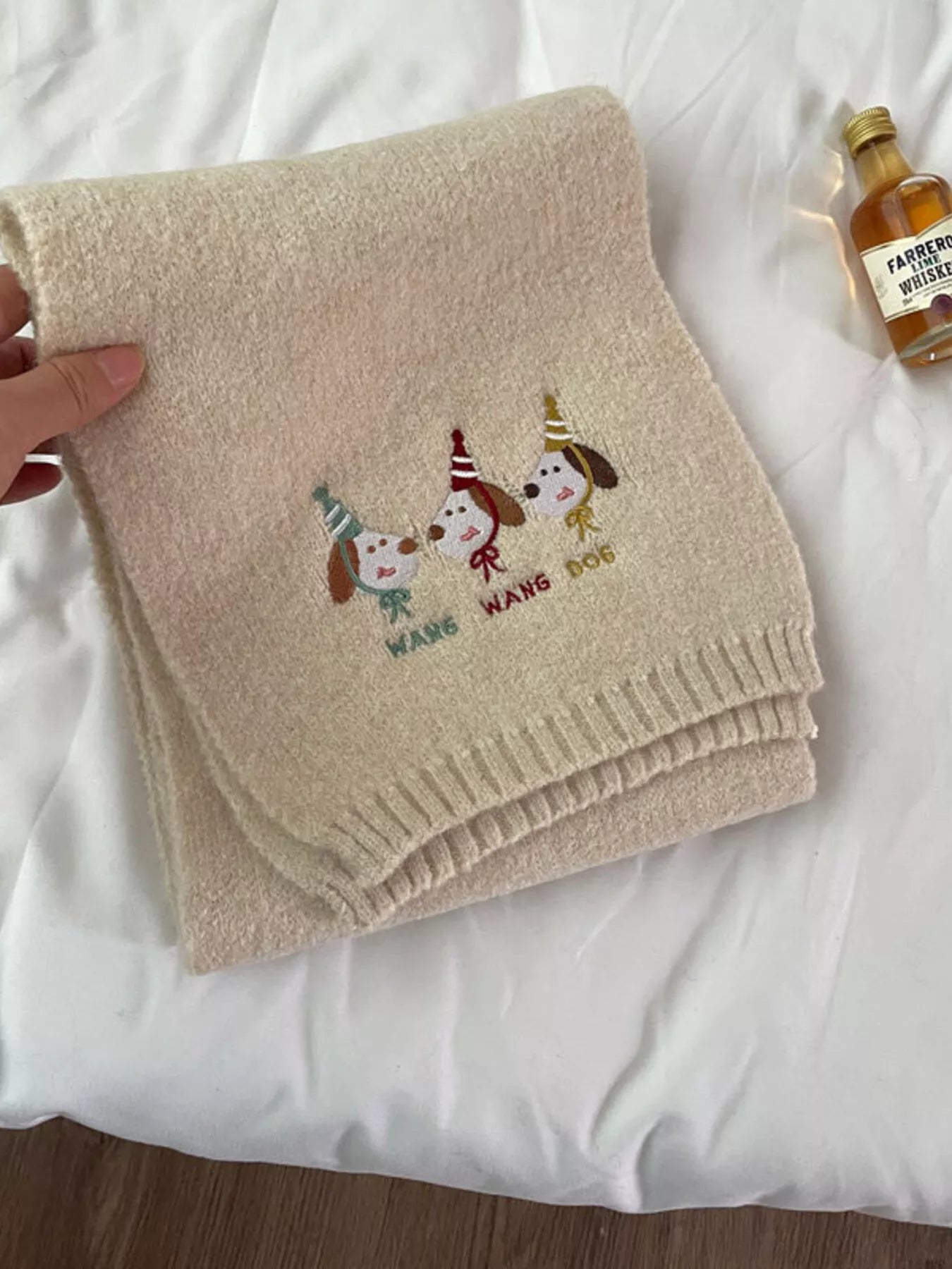 Sarah Express Women's Embroidered Dog Plush Scarf