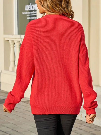 Sarah Express Women's Ribbed Knit Bow-Tie Cardigan - Premium Button-Up Sweater