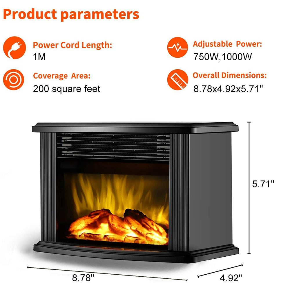 Sarah Express Electric Fireplace Heater LED Flame Effect Stove Remote Control 1000W