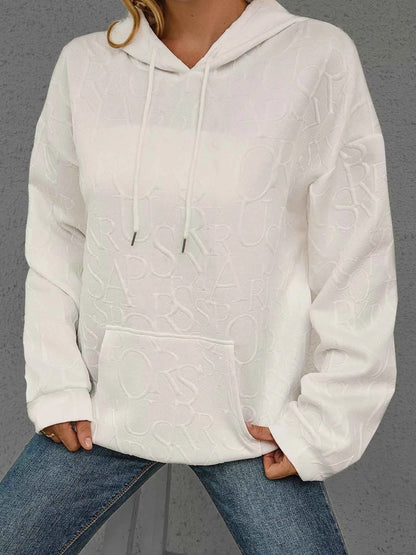 Sarah Express Women's Embossed Lettering Casual Hoodie Plus Size