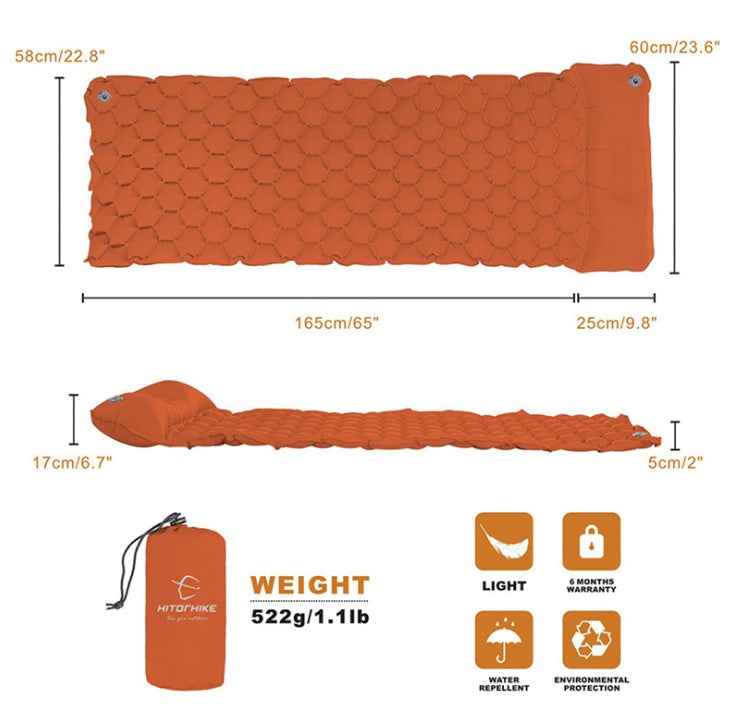 Sarah Express Camping Sleeping Pad Self-Inflating Mattress with Pillow - Ultralight Portable Outdoor Sleeping Mat