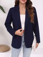 Sarah Express Women's Plus Size Lapel Collar Single-Button Blazer