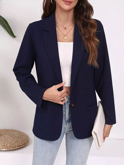 Sarah Express Women's Plus Size Lapel Collar Single-Button Blazer