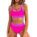 Sarah Express Women's Two-Piece Bikini Set - Tight-Fit Solid Color Swimsuit for Beach Swimming