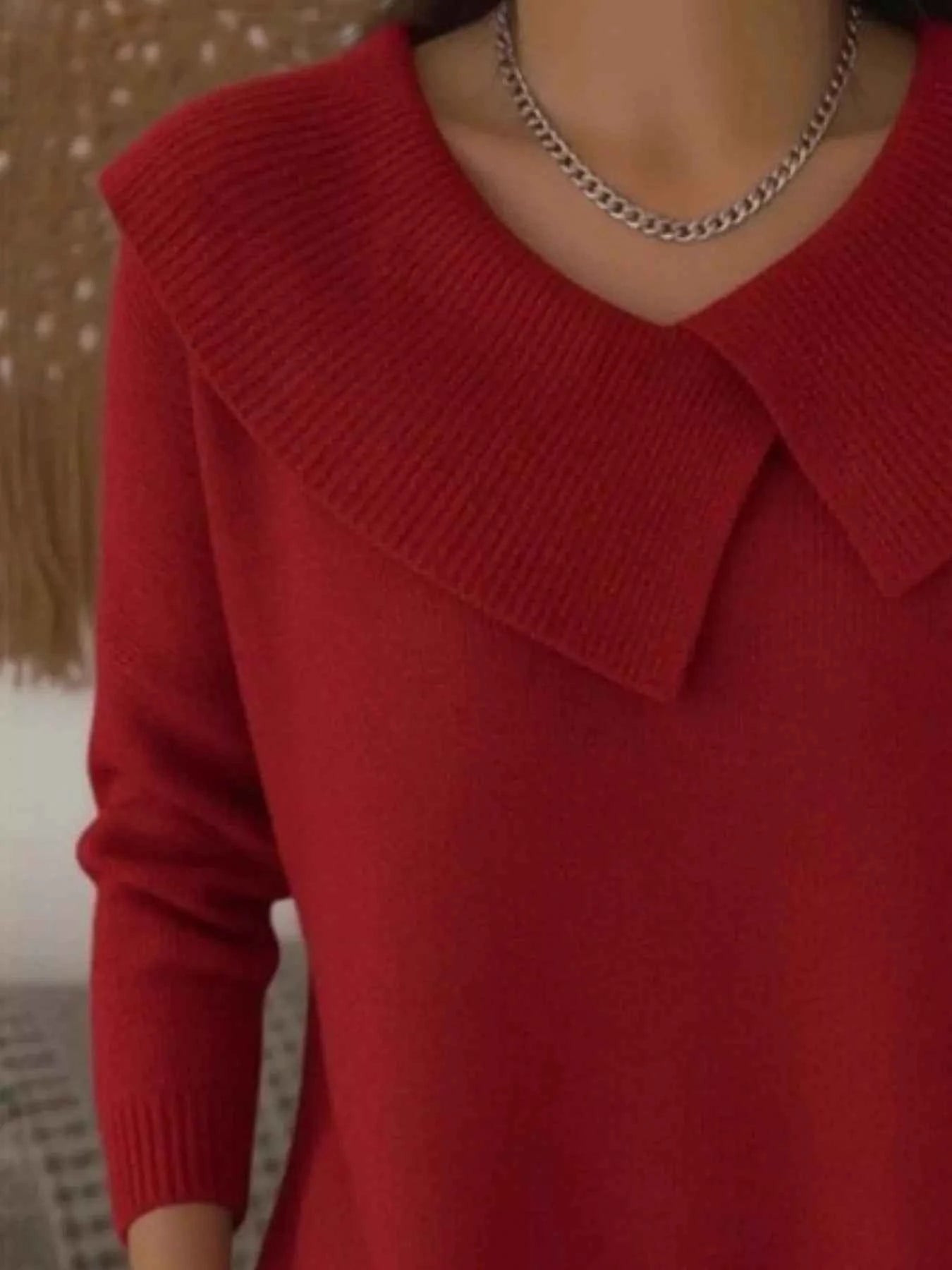 Sarah Express Women's Plus Size Solid Color Ribbed Hem Sweater - Casual Knitwear Top