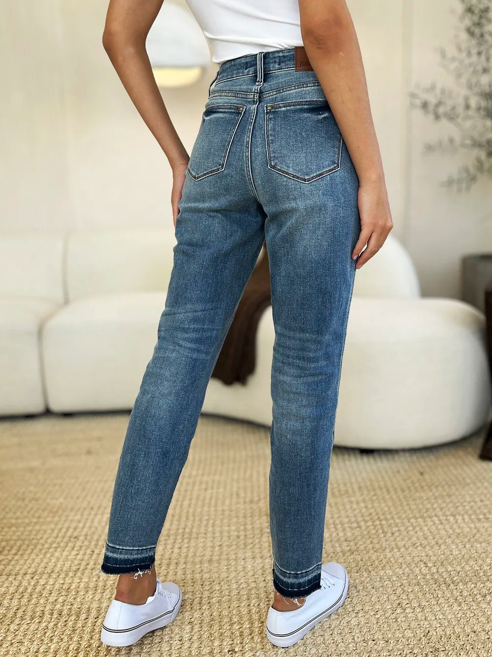 Sarah Express Women’s Plus Size Mid Rise "Rigid Magic" Release Hem Jeans
