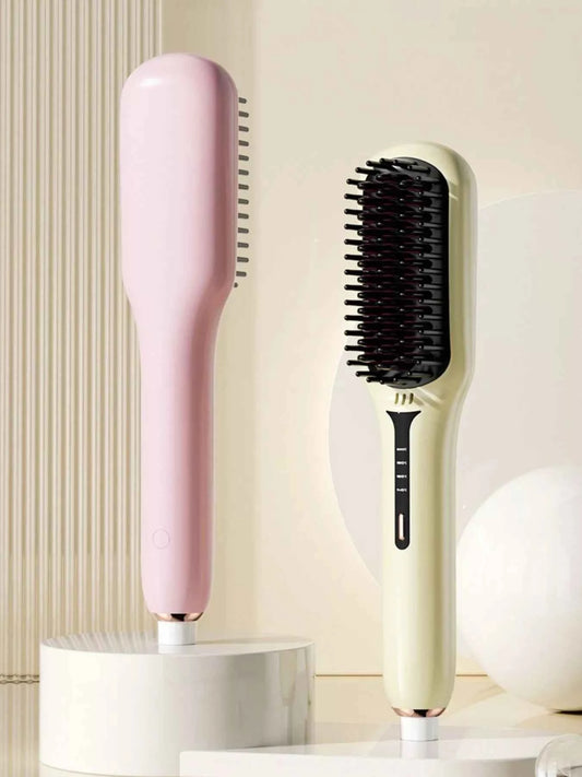 Sarah Express Fast Heating Straightening Comb - Portable Hair Styling Tool with Constant Temperature Blush Pink European plug