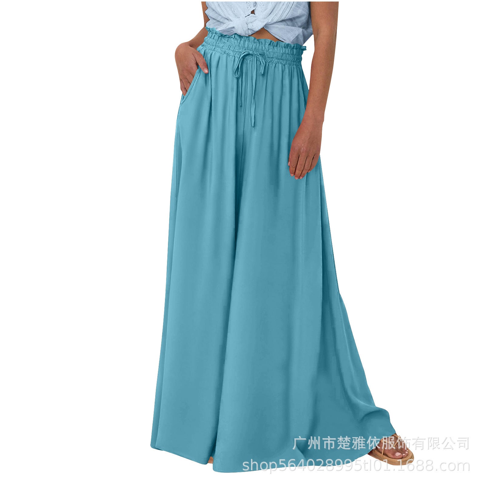 Sarah Express Women's High Waist Wide Leg Pants Casual Polyester Trousers